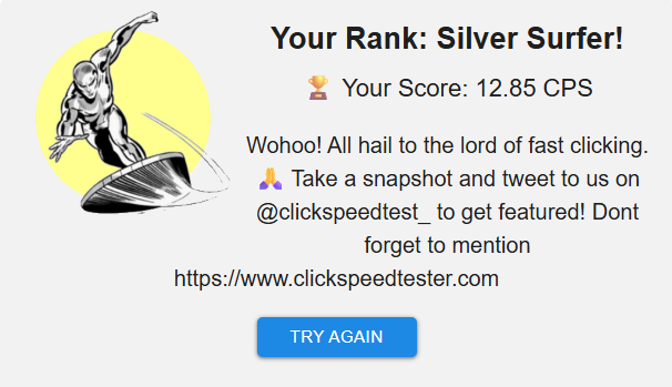 Click Speed Test | Click Test in 1/5/10/60/100 Clicks Per Second